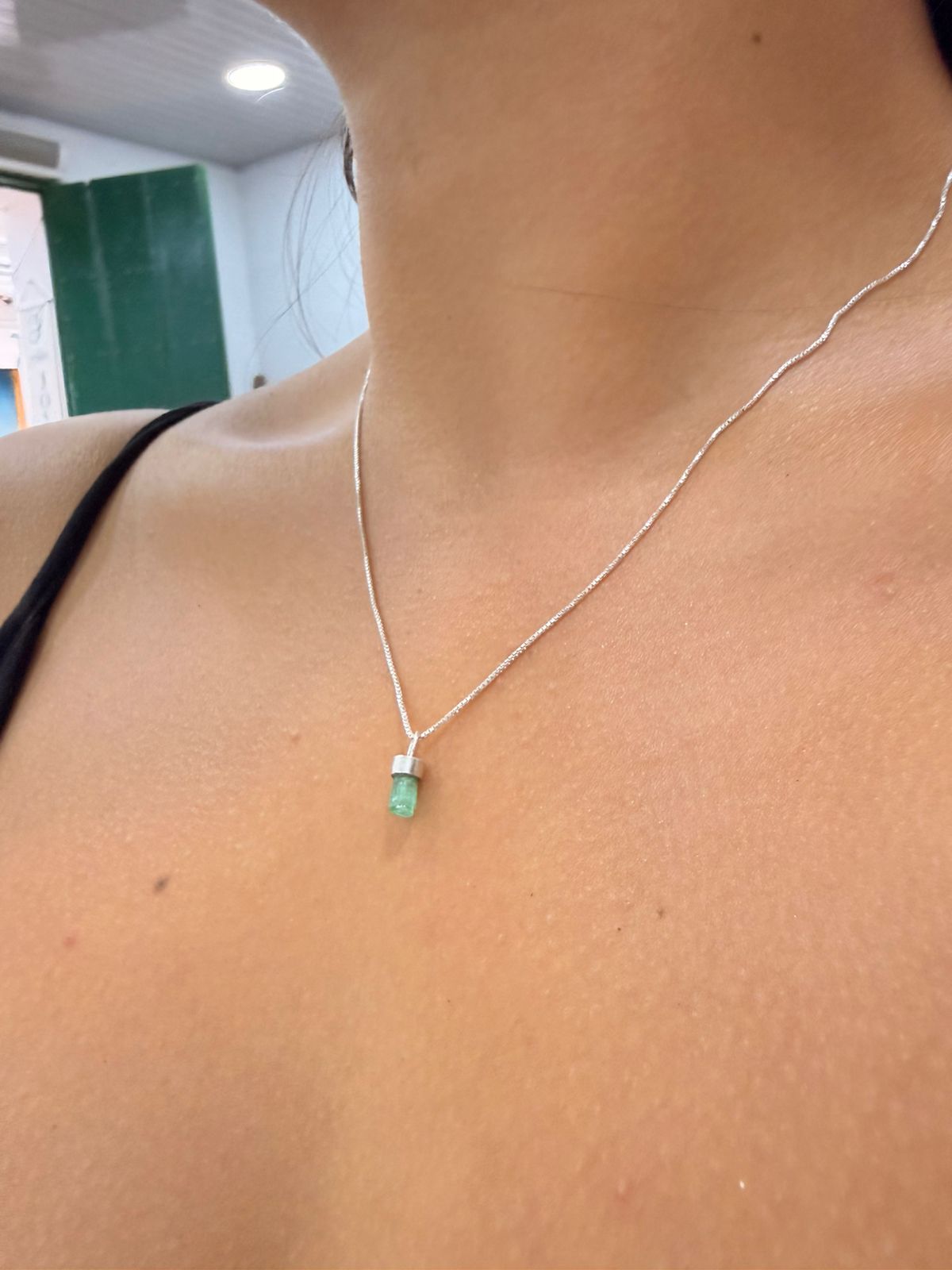 Dije Canutillo Esmeralda en plata